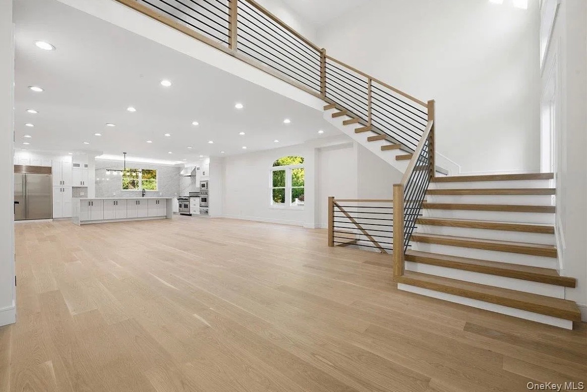 White oak floors and open staircase